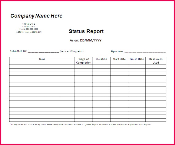 status report format examples