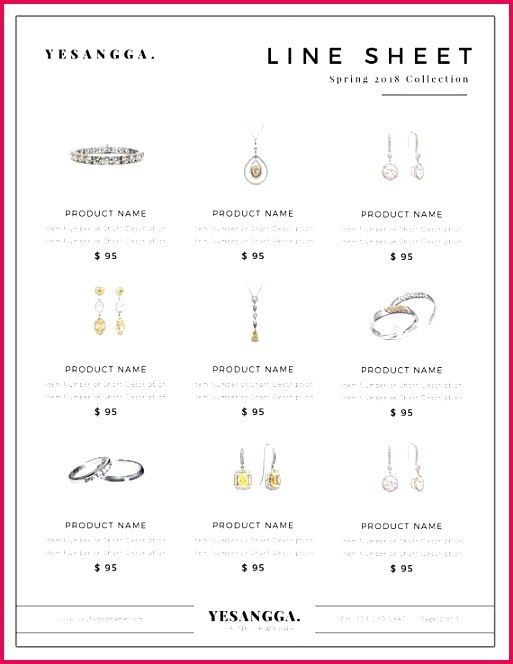 Minimalist Line Sheet shop Template Wholesale Catalog 4 Layouts Product Sales Sheet