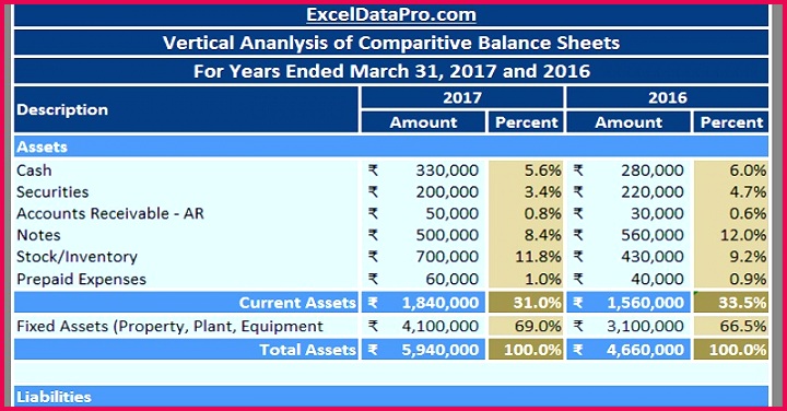 Download Balance Sheet Vertical Analysis Excel Template