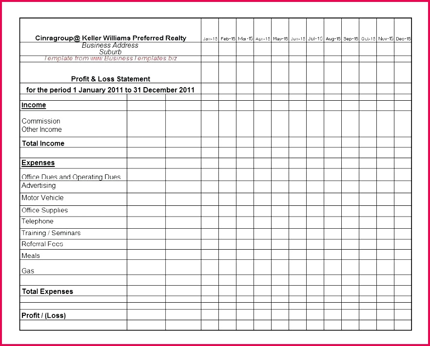 real estate profit and loss statement excel simple balance sheet template in e effortless include