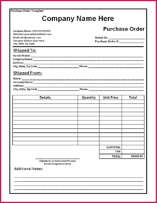excel order form template purchase page word formats sample free templat excel template invoice bill purchase