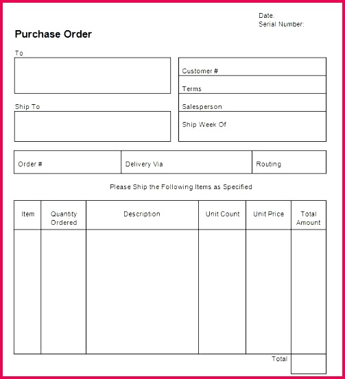 free purchase order template work word construction templates
