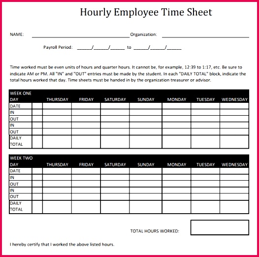 42 Elegant Hourly Timesheet Template Excel
