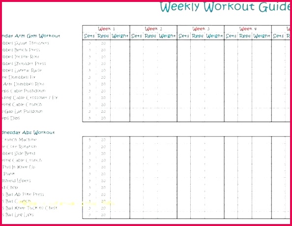 workout planner template unique work out plan excel weekly training of timesheet free