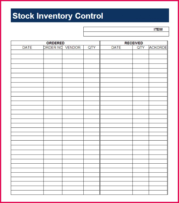 inventory sample excel