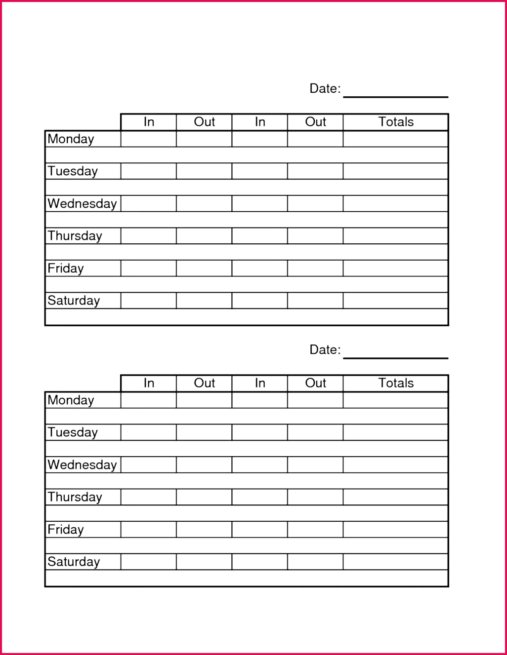 5 Weekly Timesheets Templates Excel 71484 FabTemplatez