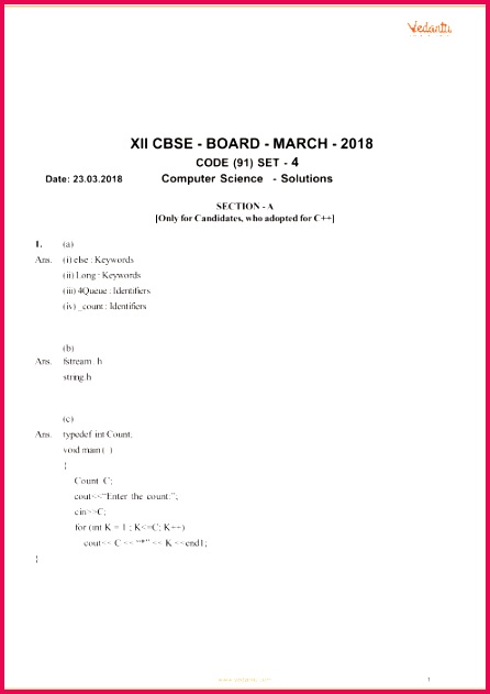 CBSE Class 12 puter Science QP with Solutions part 1