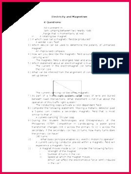Grd10 Q2 K 12 [Electricity and Magnetism] NOTES AND QUESTIONS Electromagnetic Induction