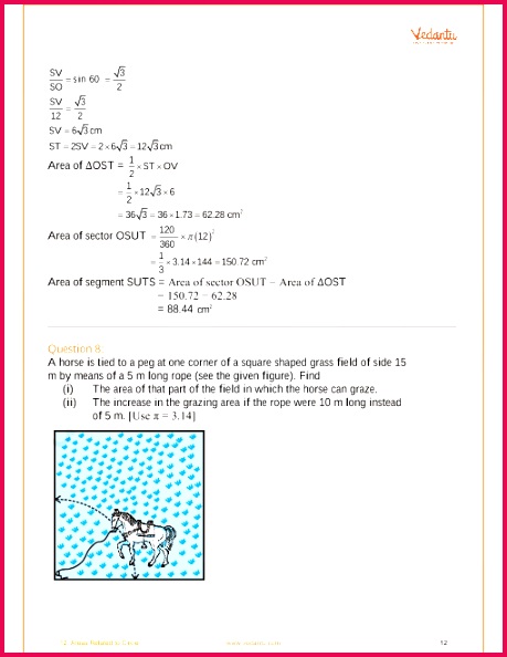 NCERT Solutions for Class 10 Maths Chapter 12 Areas Related to Circles Free PDF