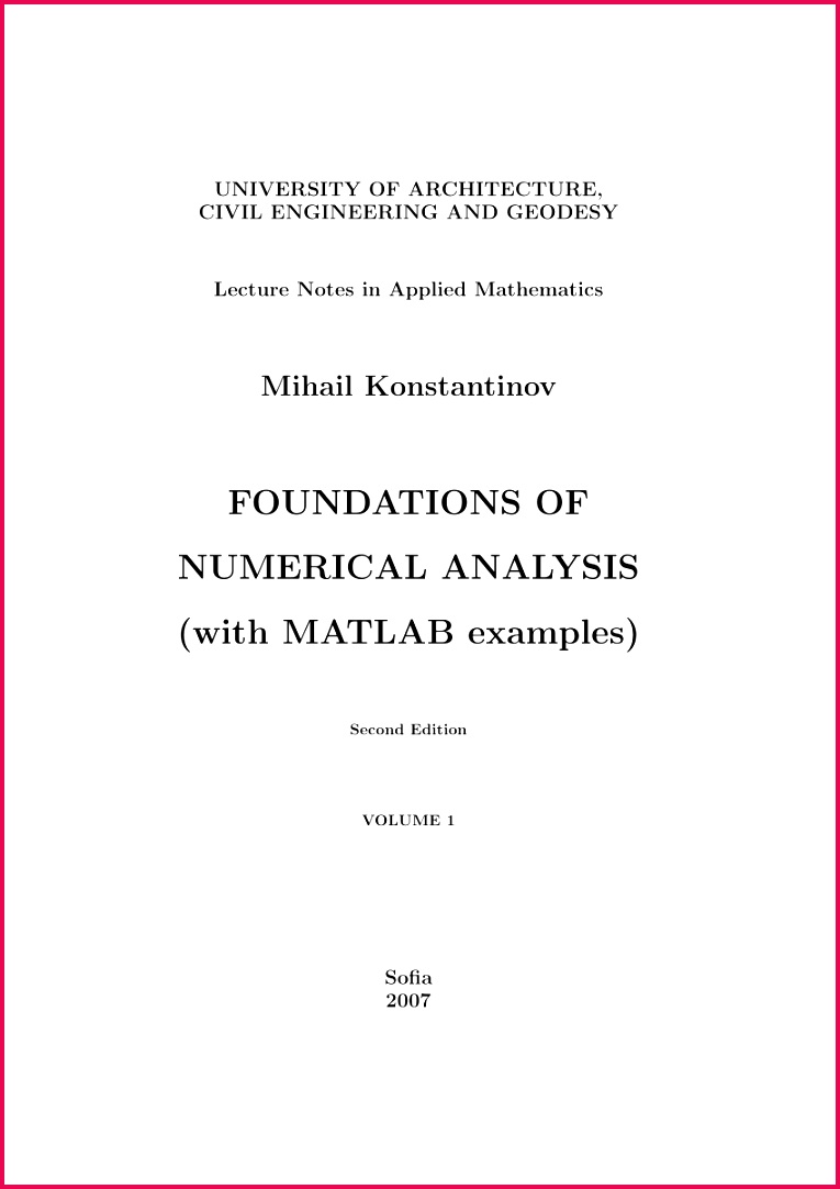 PDF FOUNDATIONS OF NUMERICAL ANALYSIS with MATLAB examples