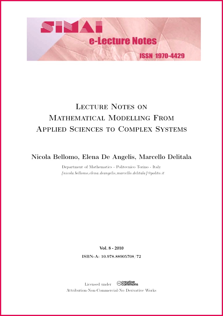 PDF Lecture Notes on Mathematical Modelling From Applied Sciences to plex Systems