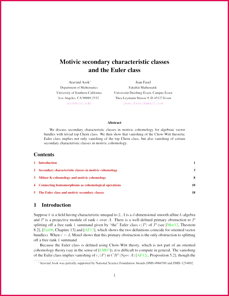 PDF Secondary characteristic classes and the Euler class