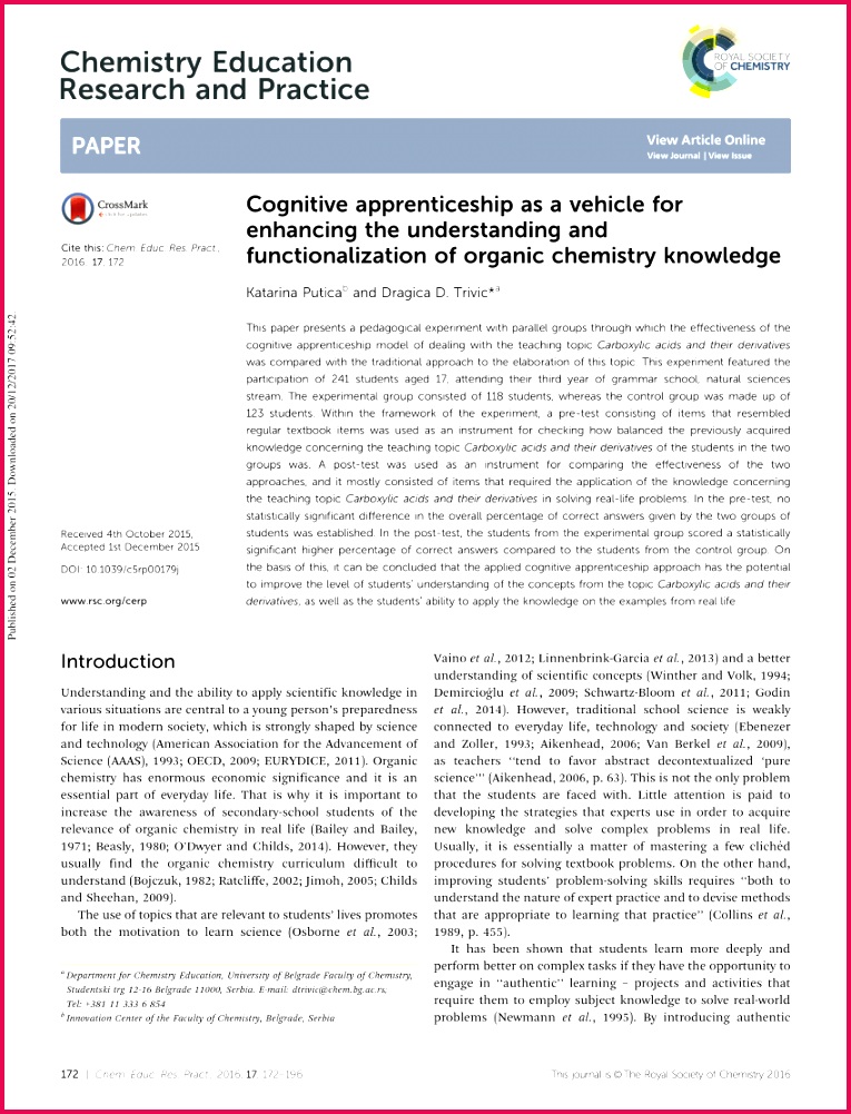 PDF An Epistemological Inquiry into Organic Chemistry Education 1001765 PDF An Epistemological Inquiry into Organic Chemistry Education Exploration of Undergraduate Students Conceptual Understanding of Functional Groups