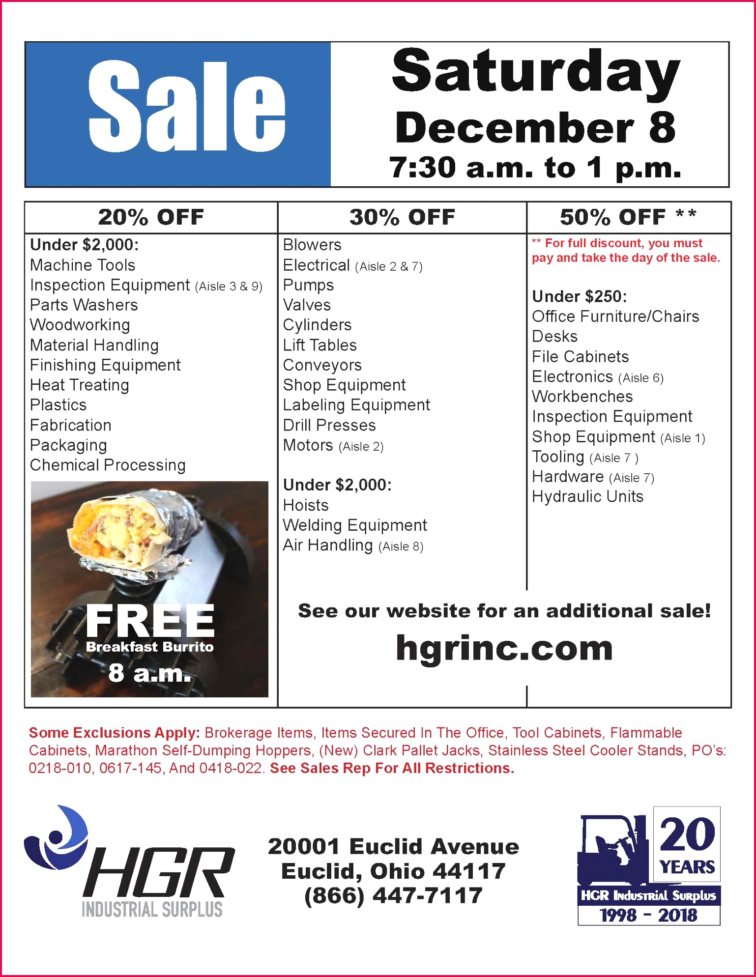 HGR Industrial Surplus December 2018 Saturday sale flyer
