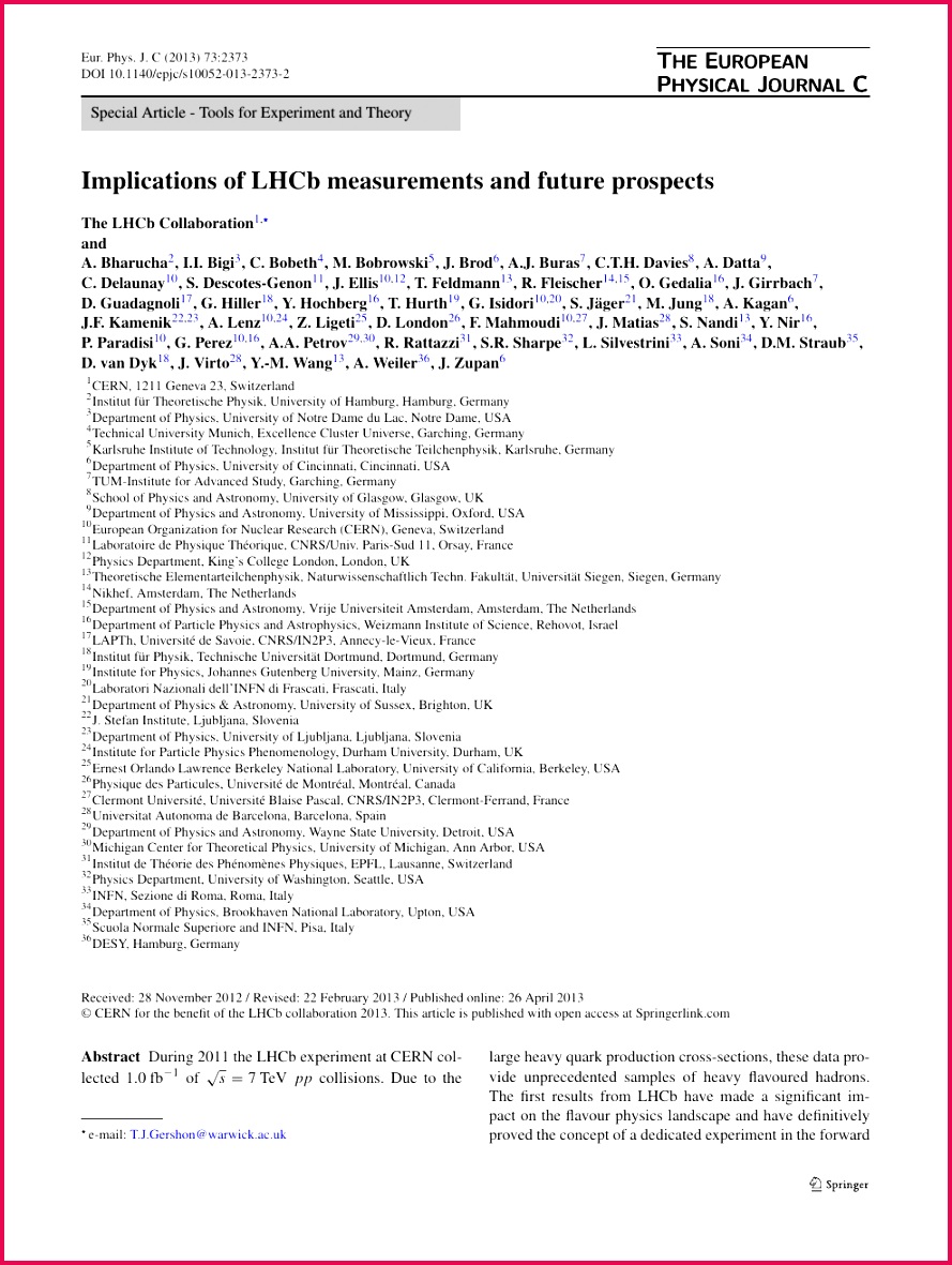 Implications of LHCb measurements and future prospects – topic of 8891181 Read paper