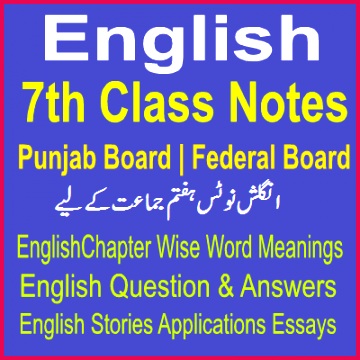File Solved Seventh Class Notes English and English Grammar for Punjab Board and Federal Board
