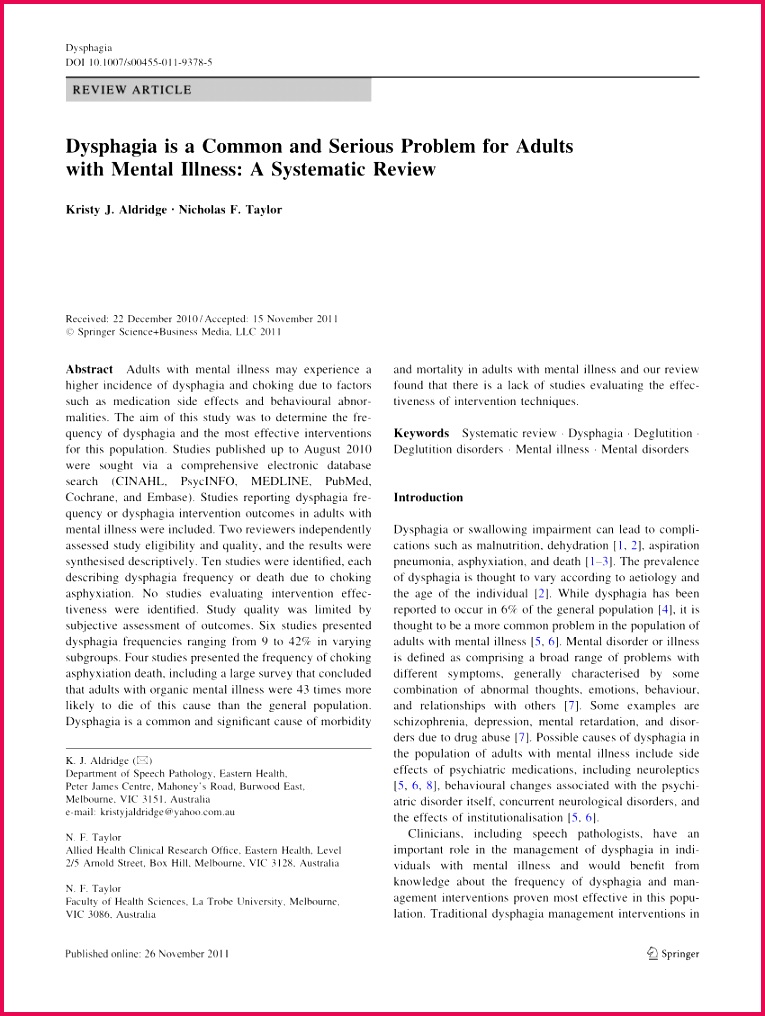Causes of Dysphagia Among Different Age Groups A Systematic Review 1016765 Causes of Dysphagia Among Different Age Groups A Systematic Review of the Literature Dylan F Roden