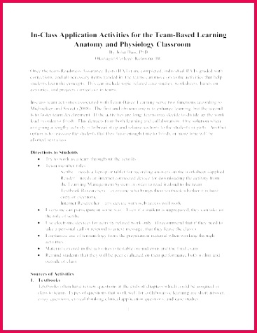 5 In Class Application Activities for the Team Based Learning Anatomy and Physiology Classroom Julie Dais Okanagan College