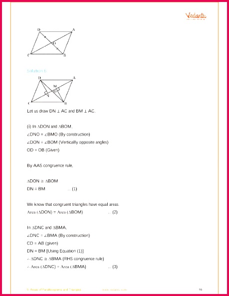 NCERT Solutions for Class 9 Maths Chapter 9 Areas of Parallelograms and Triangles Free PDF
