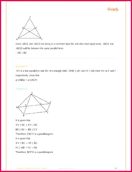NCERT Solutions for Class 9 Maths Chapter 9 Areas of Parallelograms and Triangles Free PDF