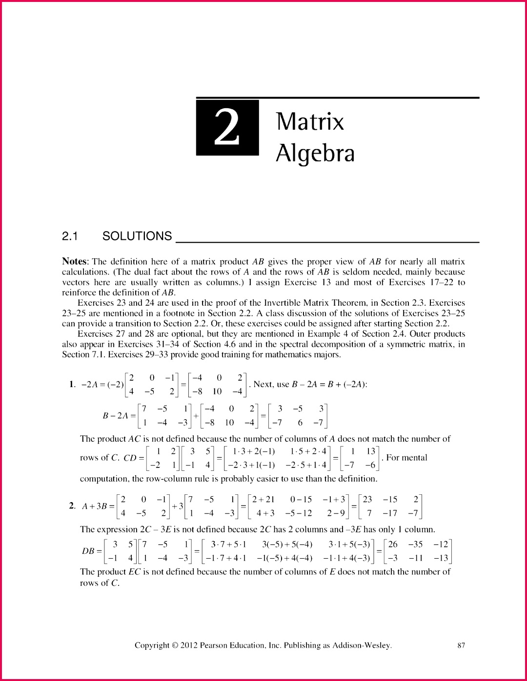 Solution Manual Chapter 2 " Linear Algebra and its Applications " David Lay StuDocu