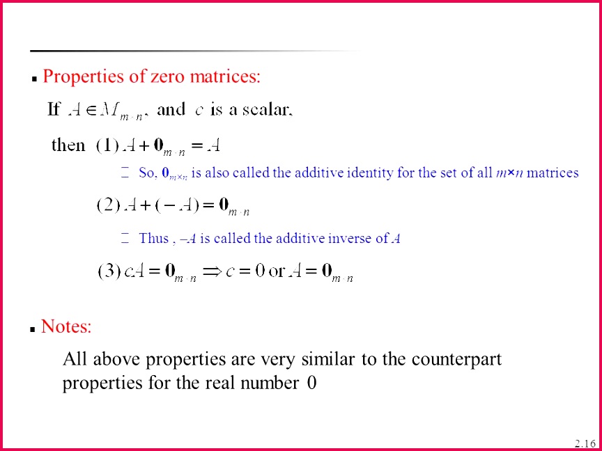 Properties of zero matrices