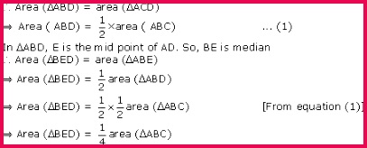 ABC into two triangles of equal areas