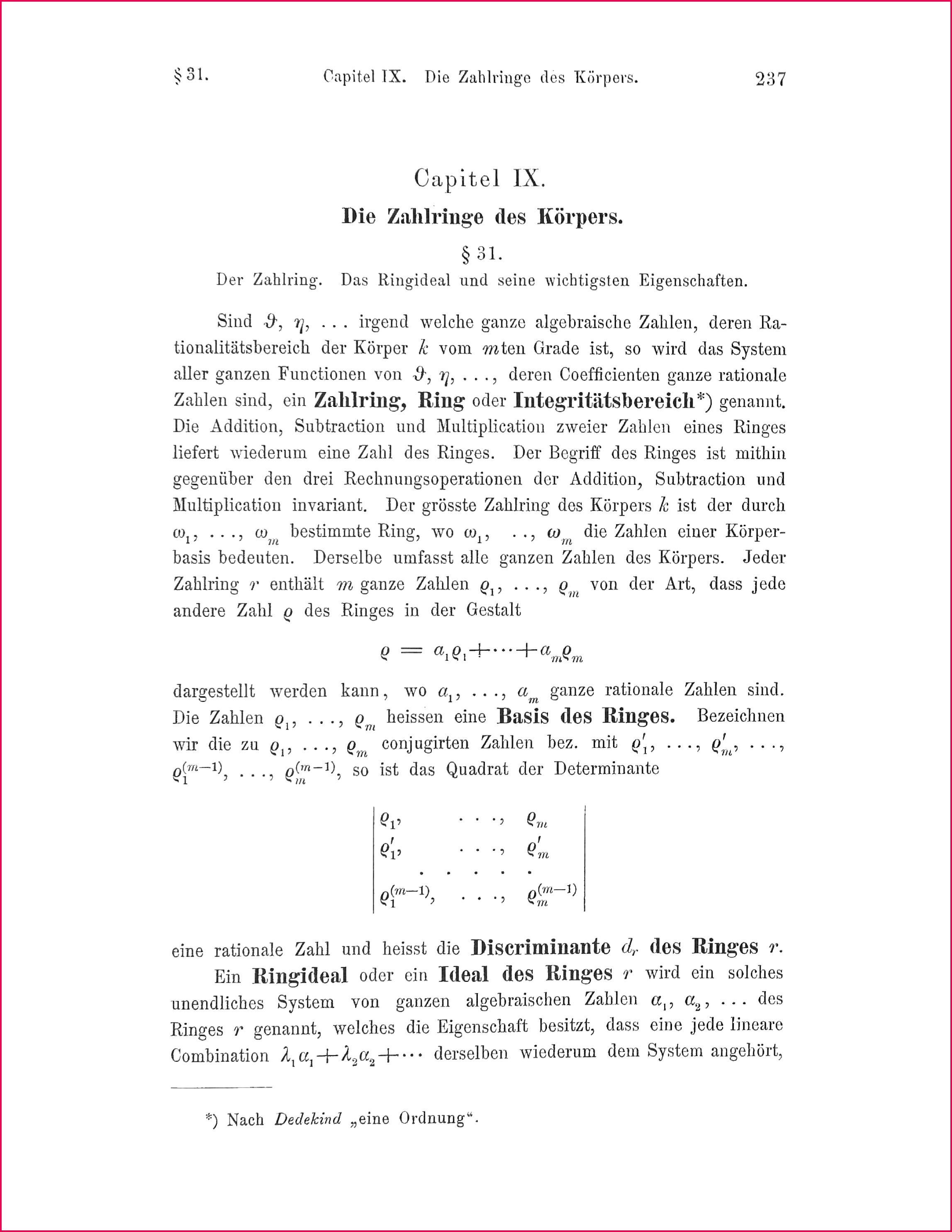 Ring mathematics 22952970 Chapitel IX of Die Theorie der algebraischen Zahlkörper