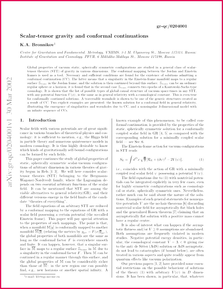 PDF Notes on wormhole existence in scalar tensor and F R gravity