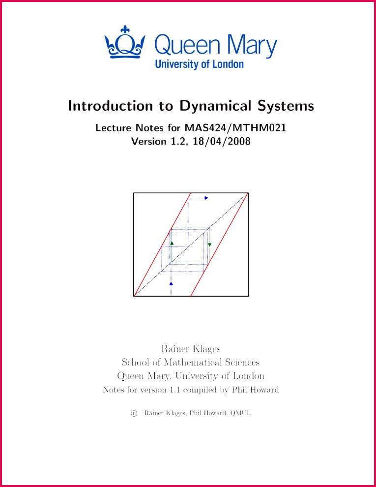 PDF Introduction to Dynamical Systems Lecture Notes