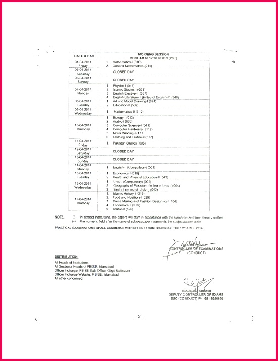 Fbise Datesheet SSC Part I Part II 2014 b
