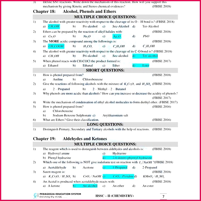 HSSC II Chemistry Solved Chapterwise Arranged Federal Board Past Papers Please note that most