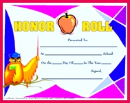 honor roll school cetificate