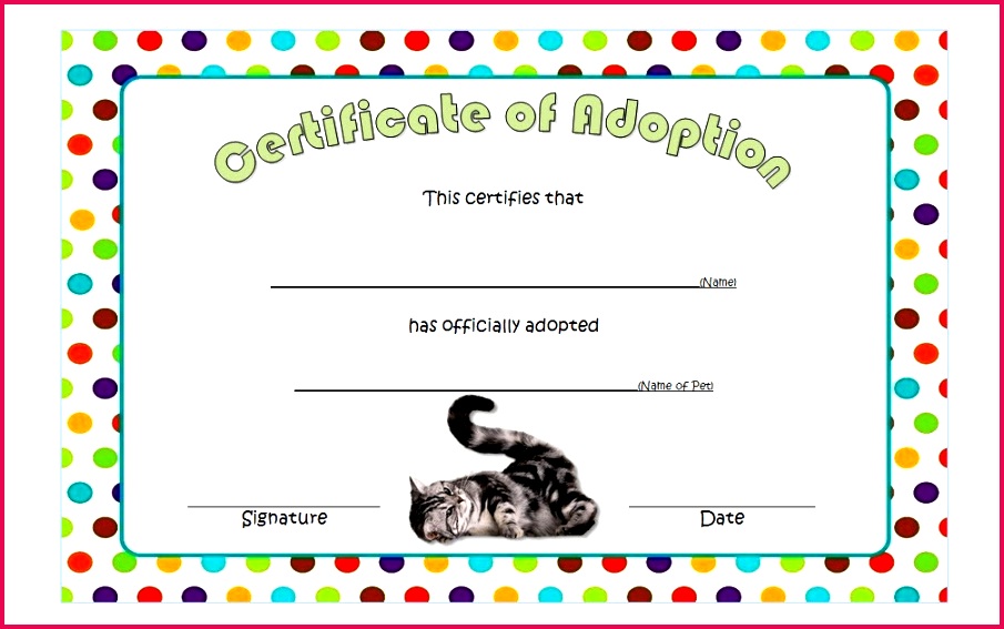Cat Adoption Certificate Template 2