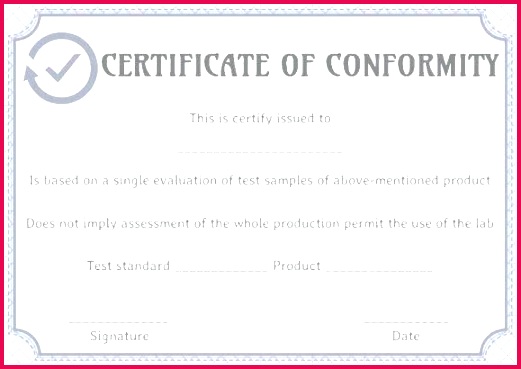 certificate of conformity the template conformance