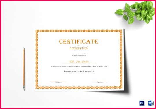 Editable Recognition Certificate Template