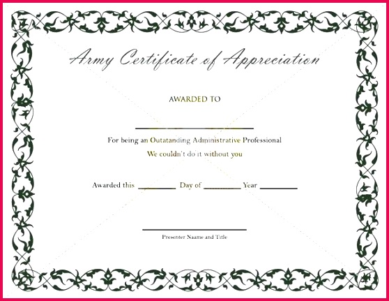 army certificate of achievement template pletion