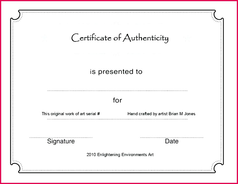 certificate of authenticity template templates new art with signature