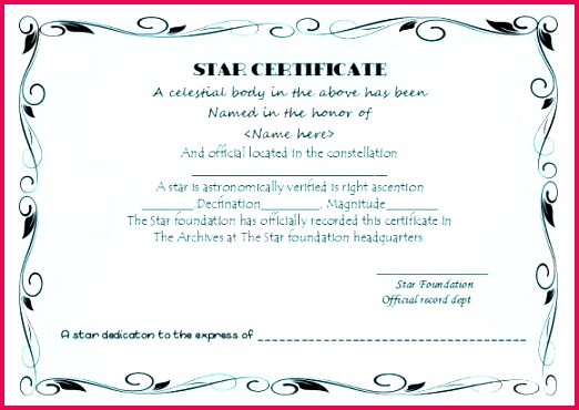 star naming certificate templates name a template free