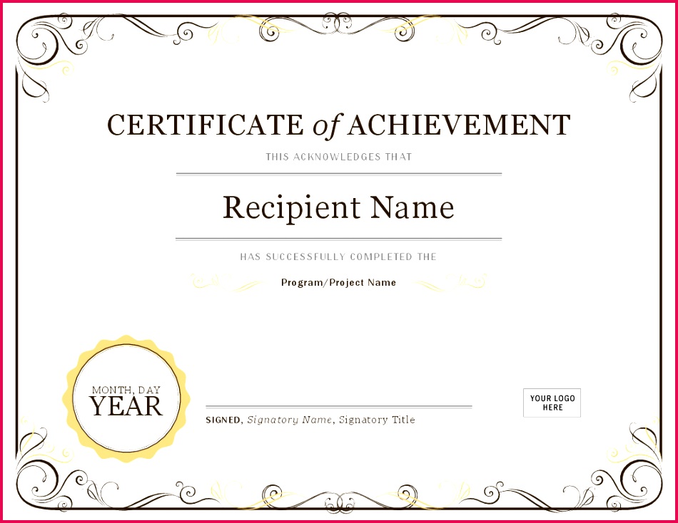 Certificate of achievement
