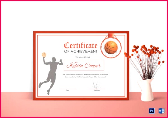 Basketball Award Achievement Certificate Template