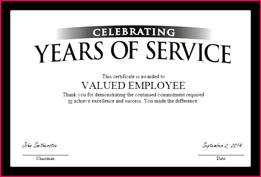 service certificate template for employees year award the years of templates word