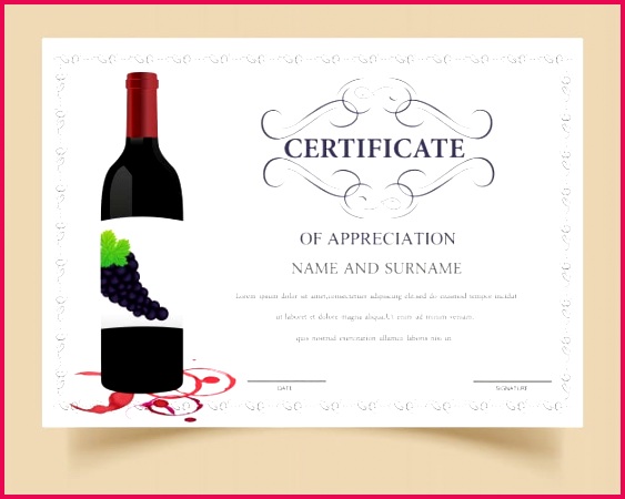 certificate template with wine design