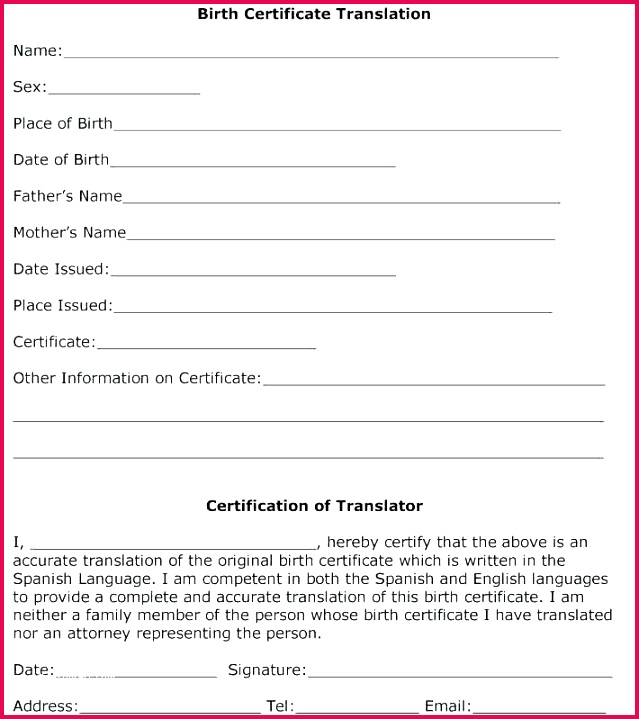 template birth certificate translation english to spanish pleasant best s