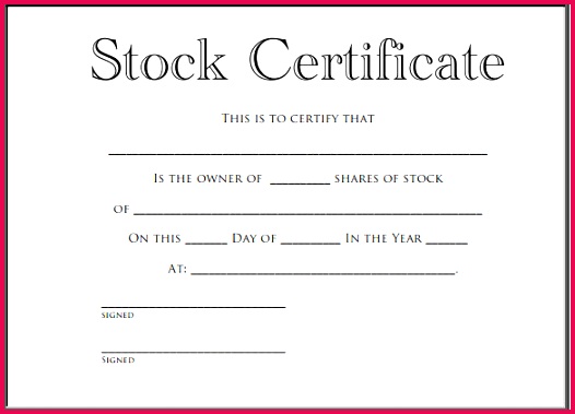Free Stock Certificate Template in PDF DOC
