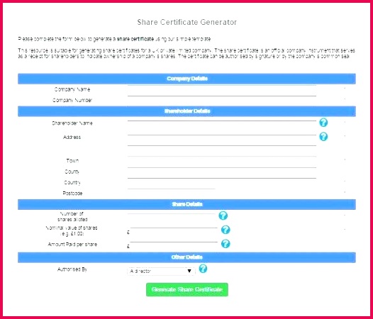 free share certificate template shareholder generator online south genera
