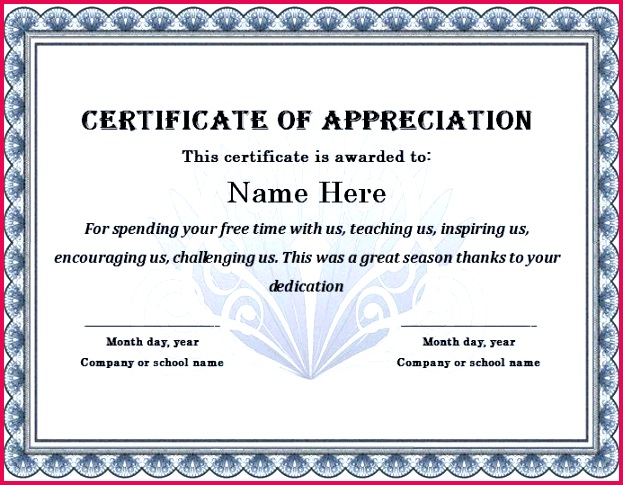 certificate appreciation template word free of templates and letters recognition doc