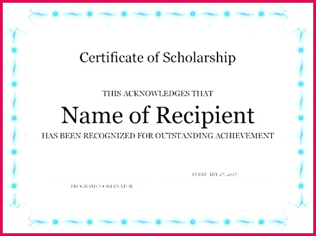 certificate of scholarship formal blue border office award template publisher templates funny certificates free