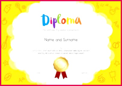 stock vector kids diploma or certificate template with hand drawing cartoon style background