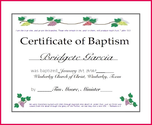 Generic Baptismal Certificate